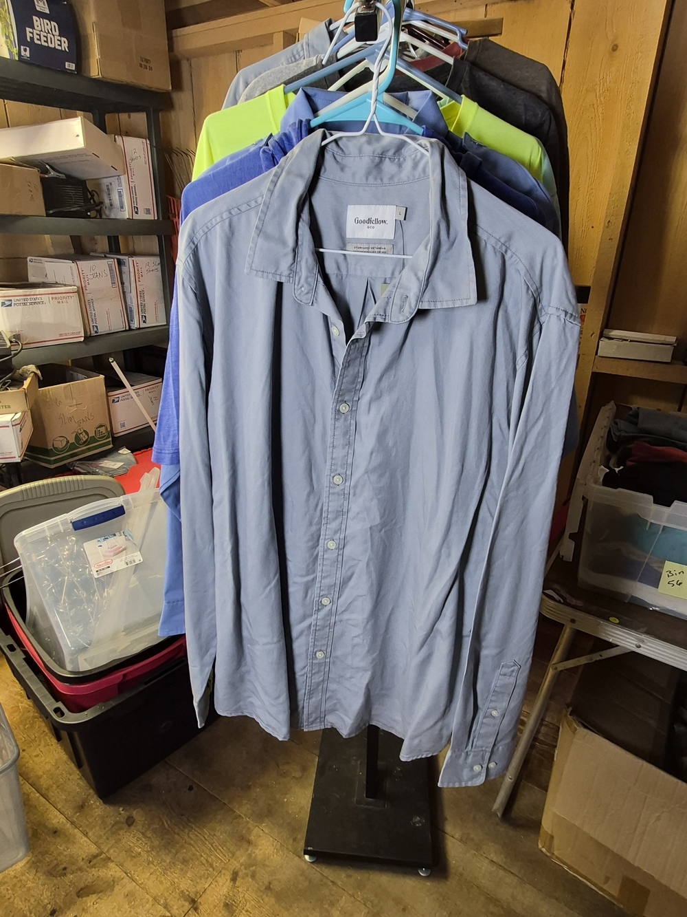 Goodfellow & Co Men's Light Blue Long-Sleeve Button-Down Shirt Bin 56